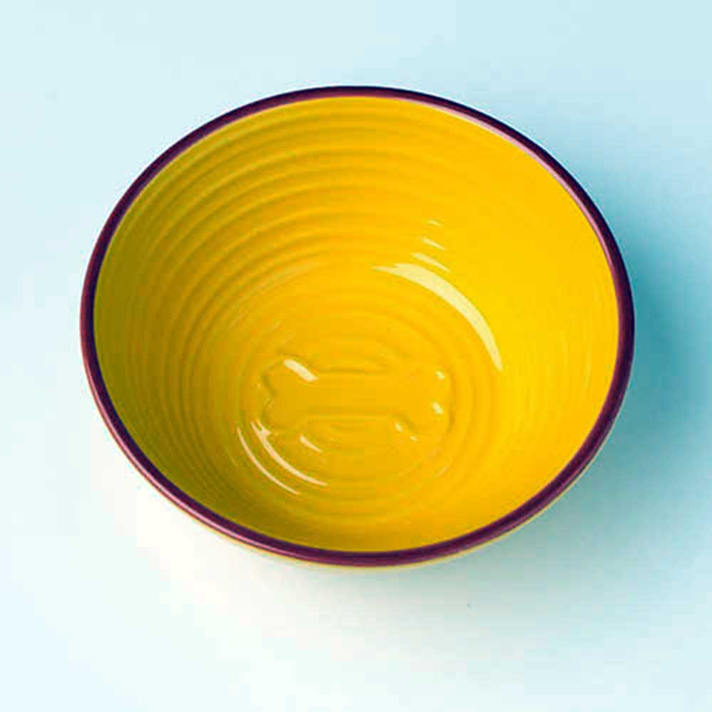 Petrageous Embossed Bone Pet Bowl Lemon