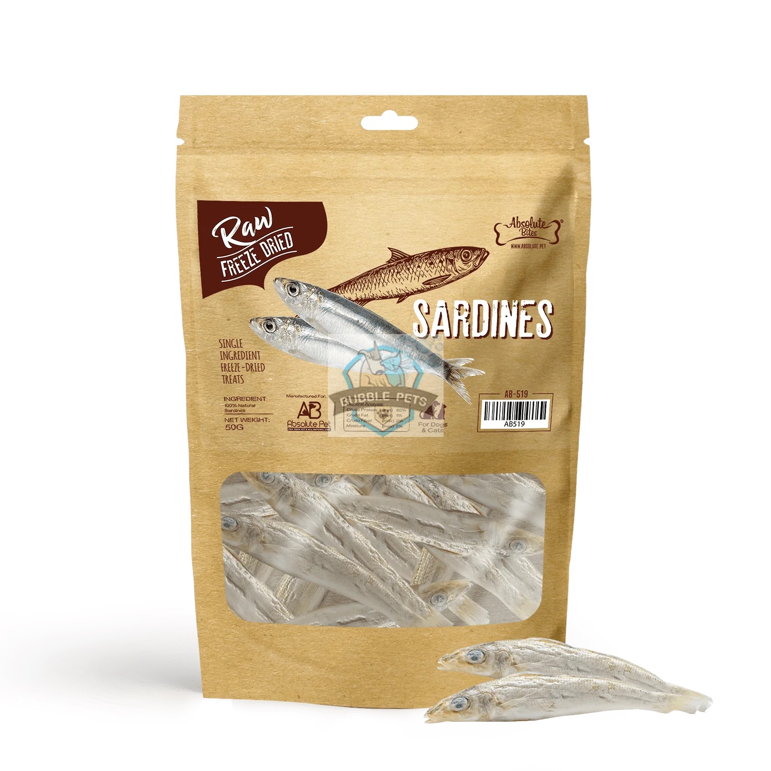 Absolute Bites Raw Freeze Dried Raw Sardine 50g