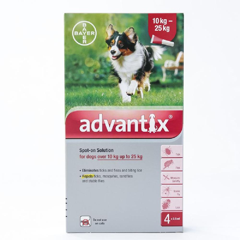 Advantix Flea & Tick Prevention Spot-On for Dogs L (10-25kg) 4 Pack