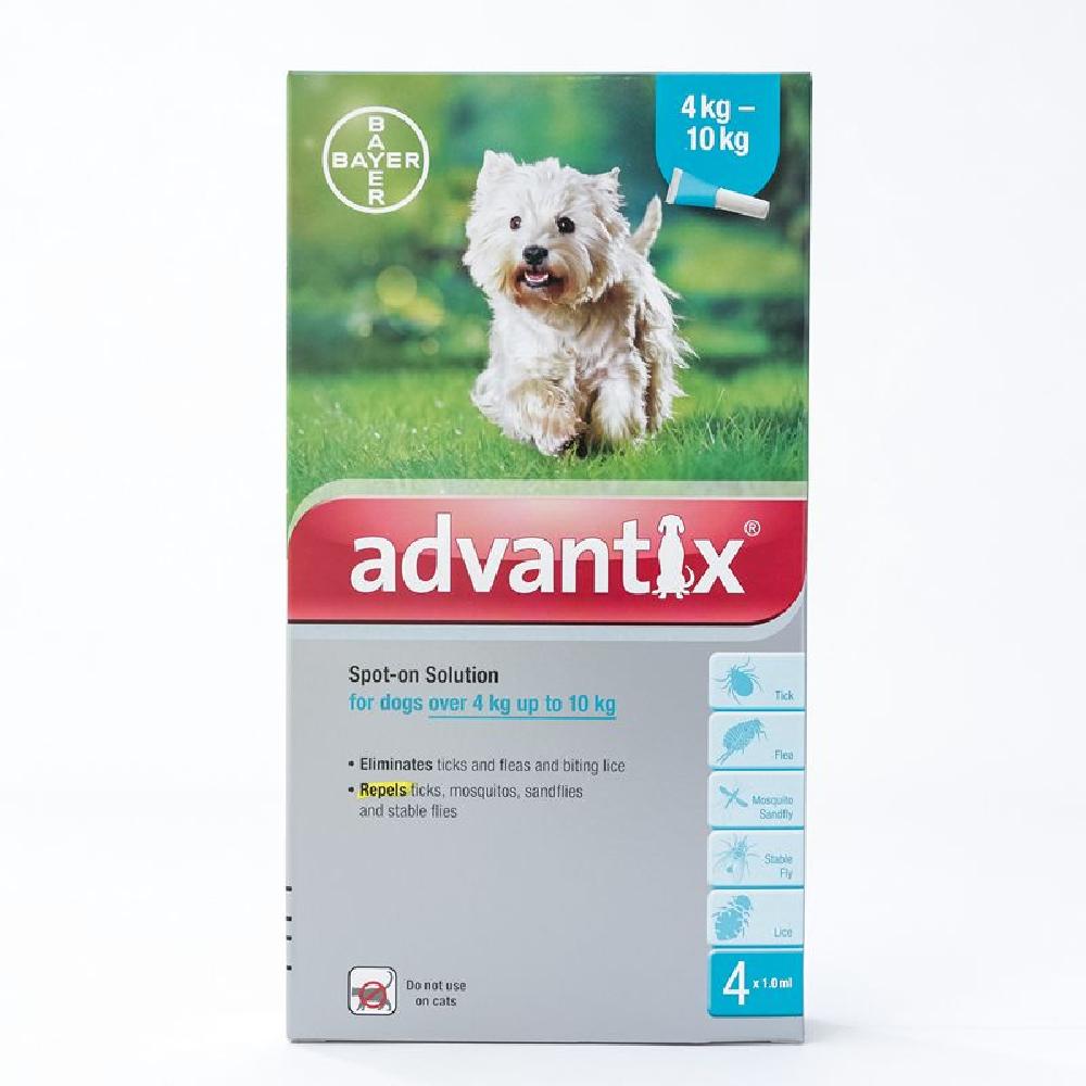 Advantix Flea & Tick Prevention Spot-On for Dogs M (4-10kg) 4 Pack