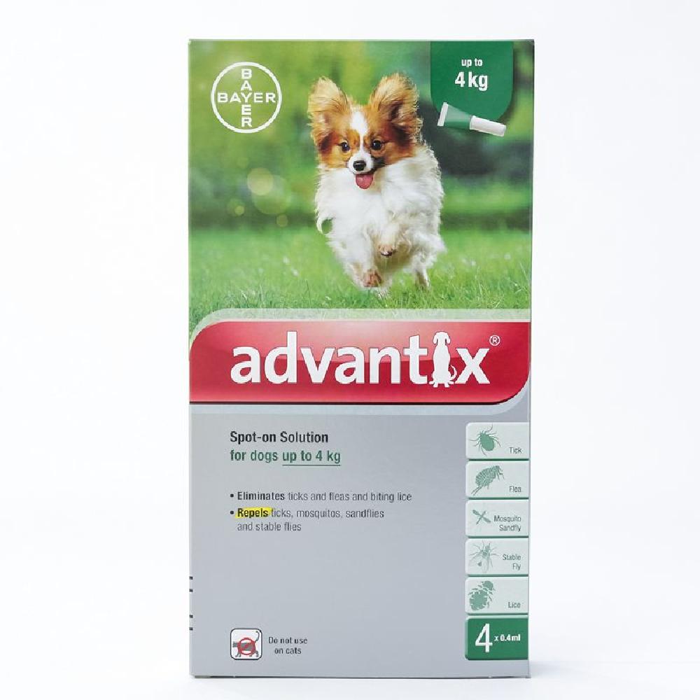 Advantix Flea & Tick Prevention Spot-On for Dogs S (up to 4kg) 4 Pack