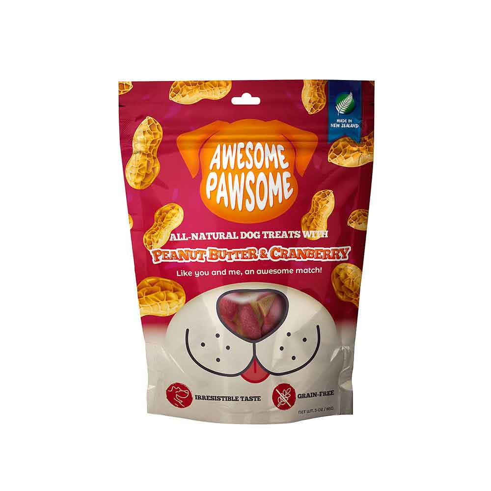 Awesome Pawsome All Natural Dog Treats, Peanut Butter And Cranberry