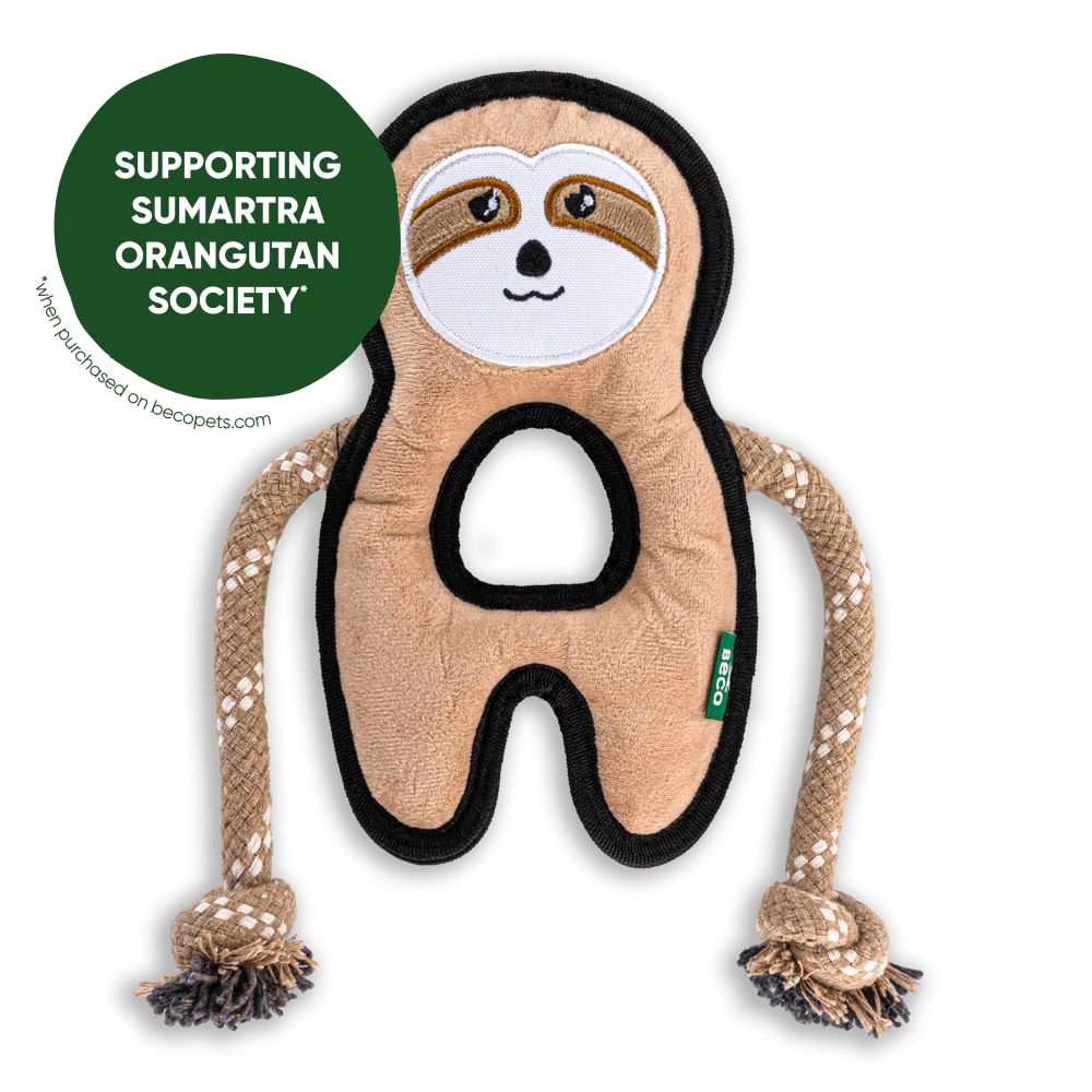 Beco Rough & Tough Recycled Dog Toy, Sloth