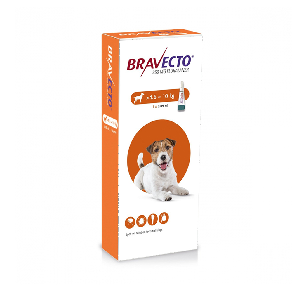 Bravecto Spot-On 250mg for small dogs >4.5 kg (9-22 lbs)