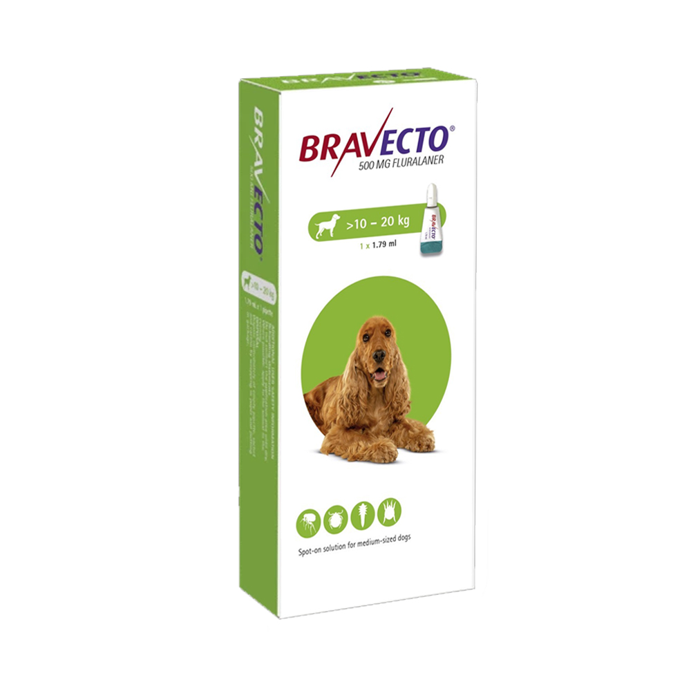 Bravecto Spot-On 500mg for Medium Dogs >10–20 kg (22-44 lbs)