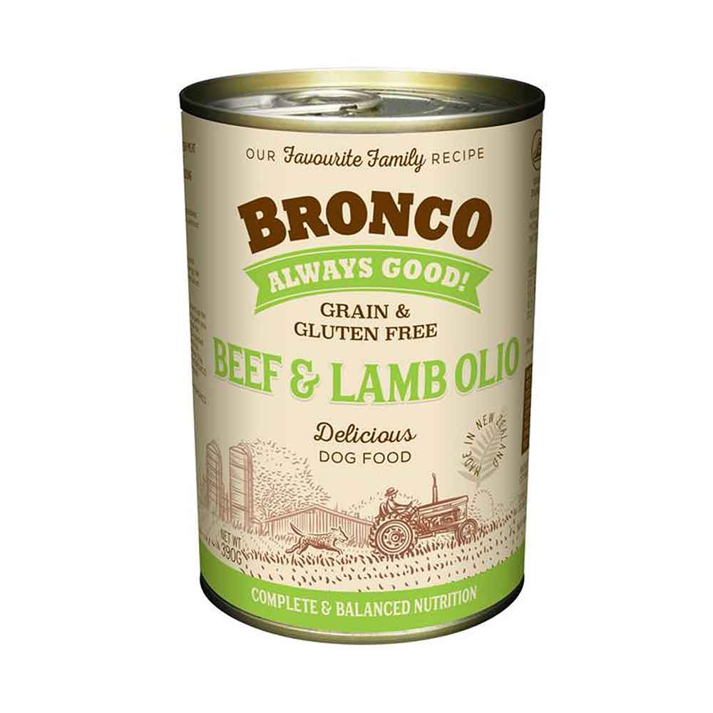 Bronco Beef And Lamb Olio Grain And Gluten Free Canned Dog Food 390g