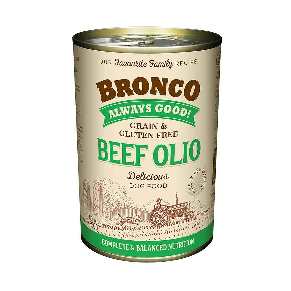 Bronco Beef Olio Grain And Gluten Free Canned Dog Food 390g