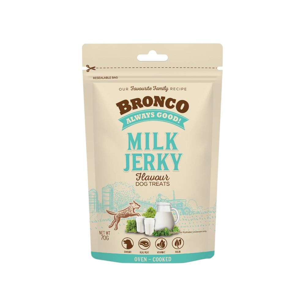 Bronco Jerky Milk Dog Treats 70g