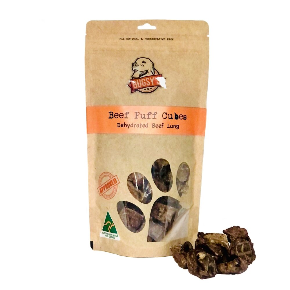 Bugsy Beef Puff Cubes Dog Treats