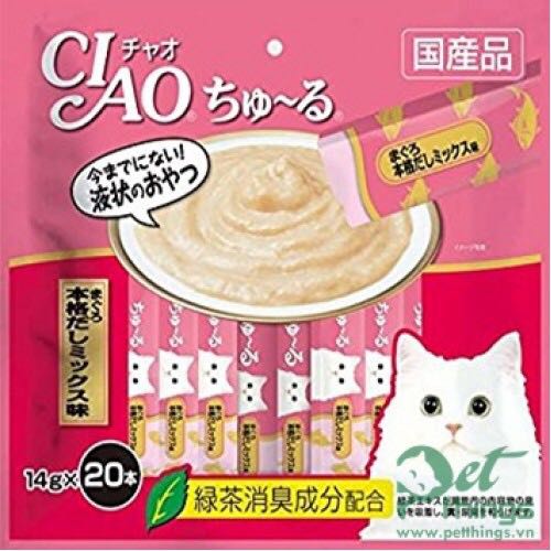 CIAO Churu Tuna Japanese Broth Flavour Treats For Cat (20 x 14g)