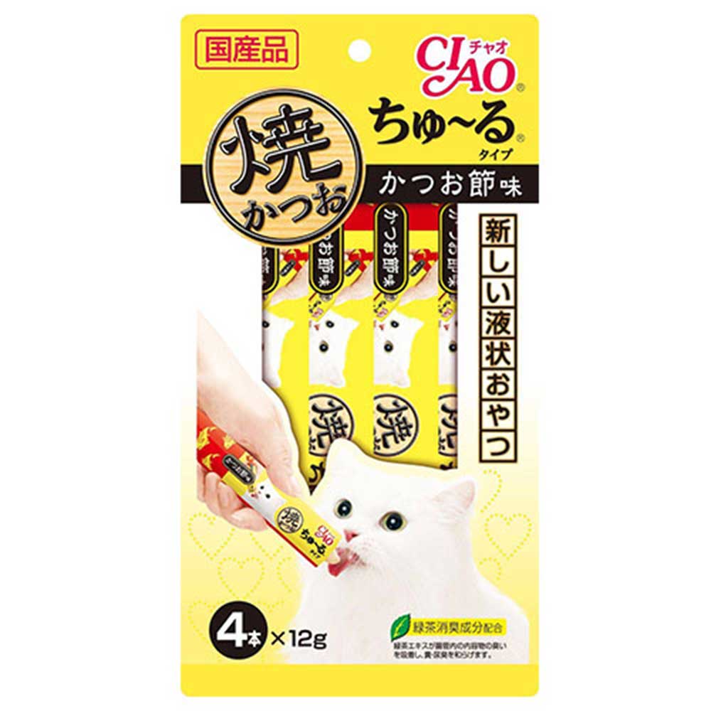 CIAO Cat Treats - Grilled Tuna ChuRu Dried Bonito Flavour - 12 g x 4