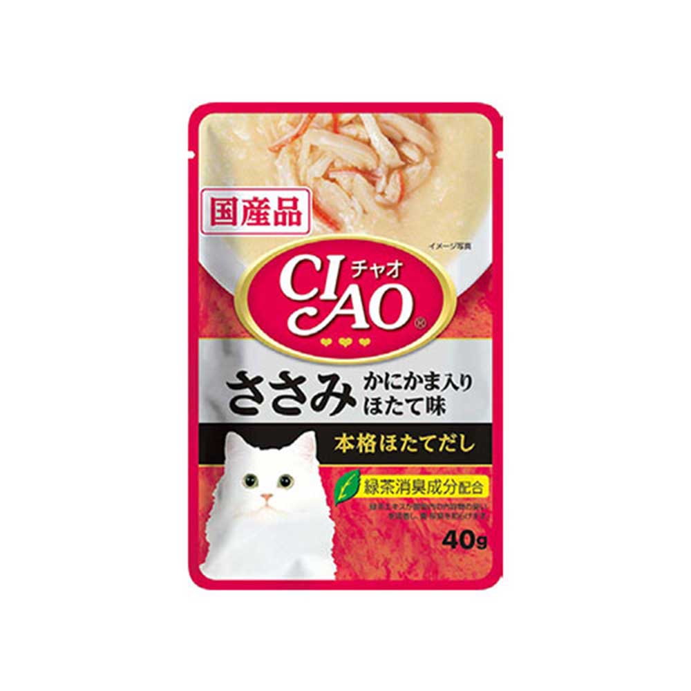 CIAO Chicken Fillet with Crab Stick Scallop Flavour Creamy Soup Pouch For Cats, 40 gms