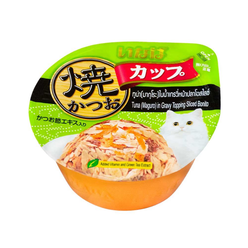 CIAO Grilled Skipjack Cup, Tuna (Maguro) in Gravy Topping Sliced Bonito Wet Cat Food, 70 gms