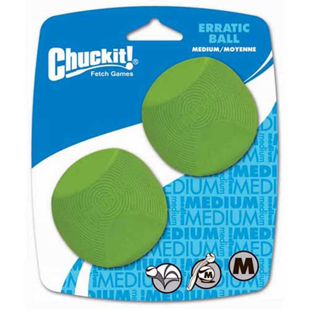 Chuckit! Erratic Ball Dog Toy, Medium 2.5" (6Cm) Diameter - 2Pack