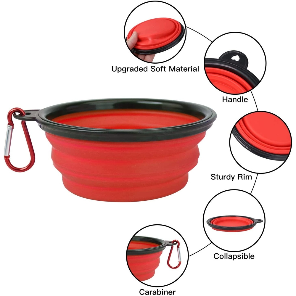 Collapsible Portable Water Bowl - Red