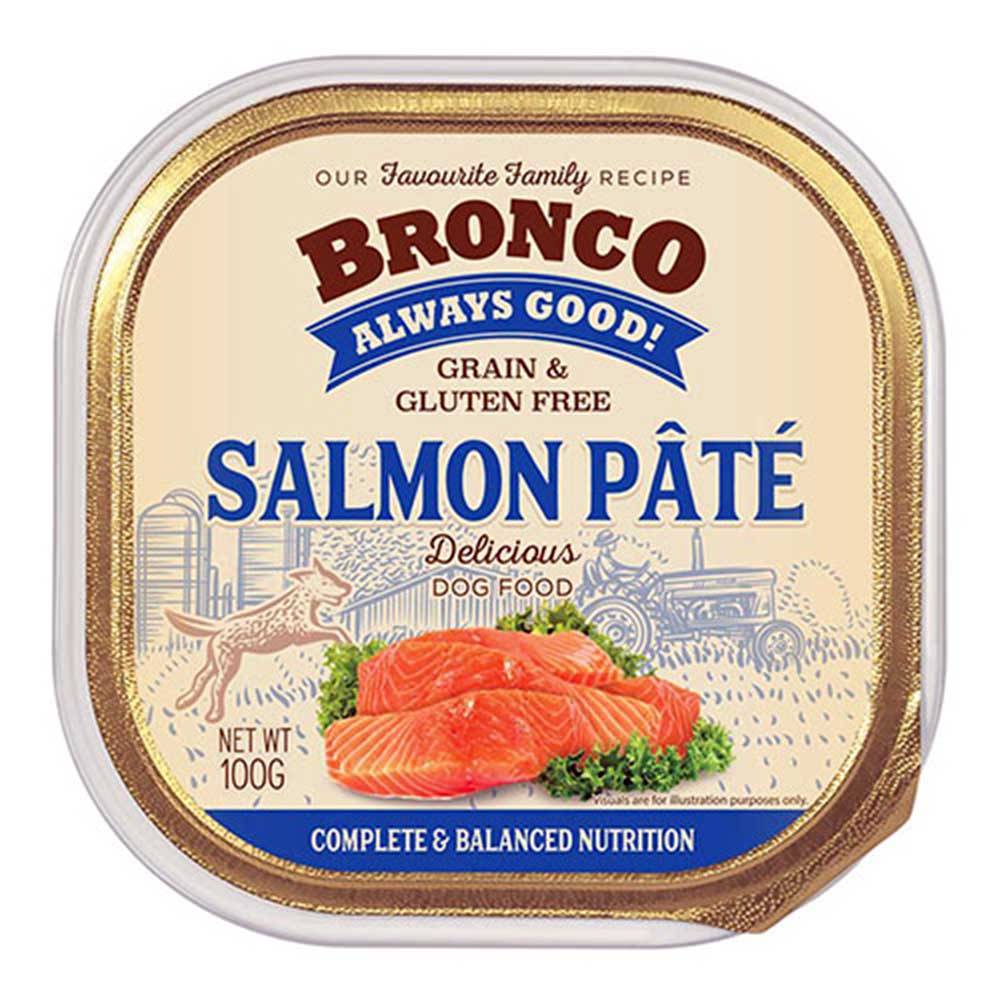 Bronco Salmon Pate Grain And Gluten Free Tray Food For Adult Dogs