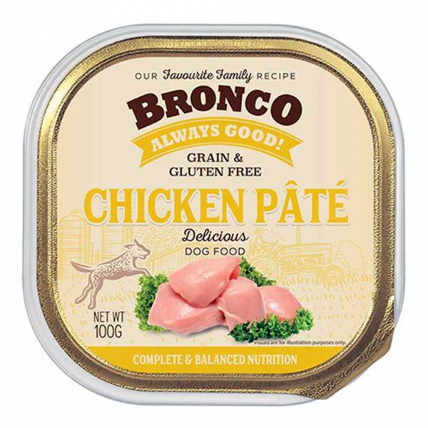 Bronco Chicken Pate Grain And Gluten Free Tray Food For Adult Dogs