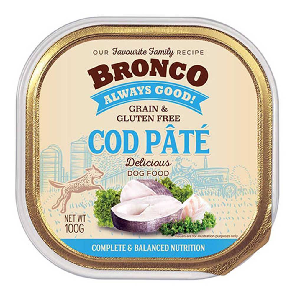 Bronco Cod Pate Grain And Gluten Free Tray Food For Adult Dogs