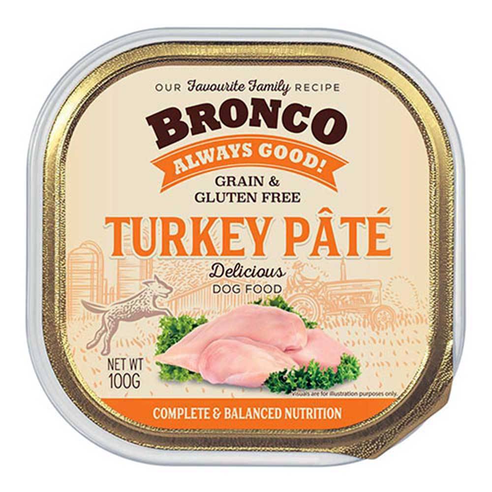 Bronco Turkey Pate Grain And Gluten Free Tray Food For Adult Dogs