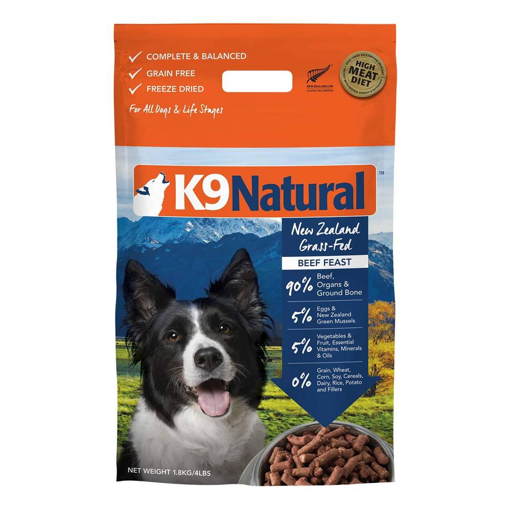 K9 Natural Freeze Dried Beef Feast  Dog Food 1.8 kg (4 lbs)