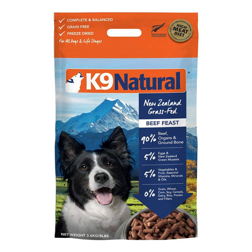 K9 Natural Freeze Dried Beef Feast  Dog Food 3.6 kg (8 lbs)