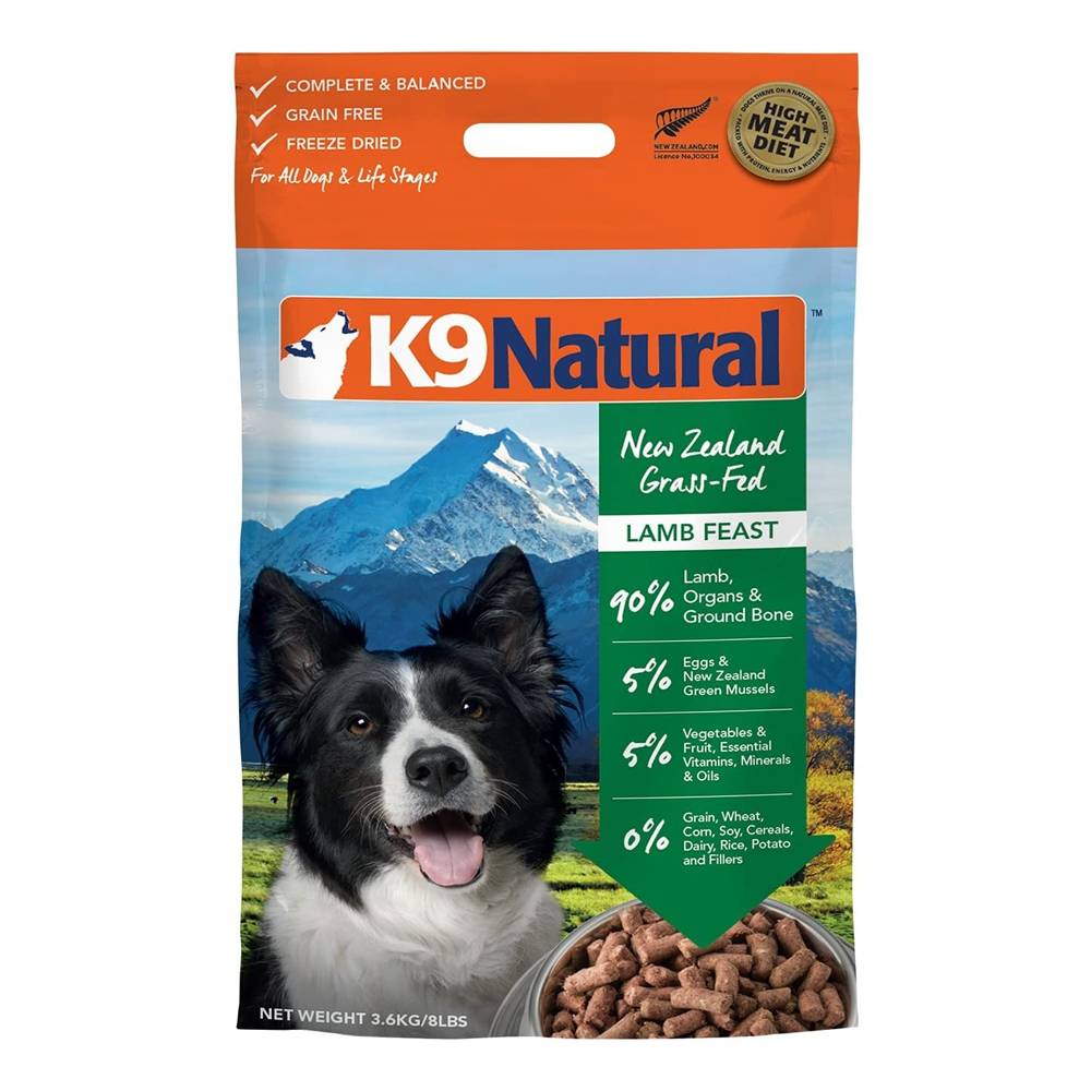 K9 Natural Freeze Dried Lamb Feast Dog Food 3.6 kg (8 Lbs)