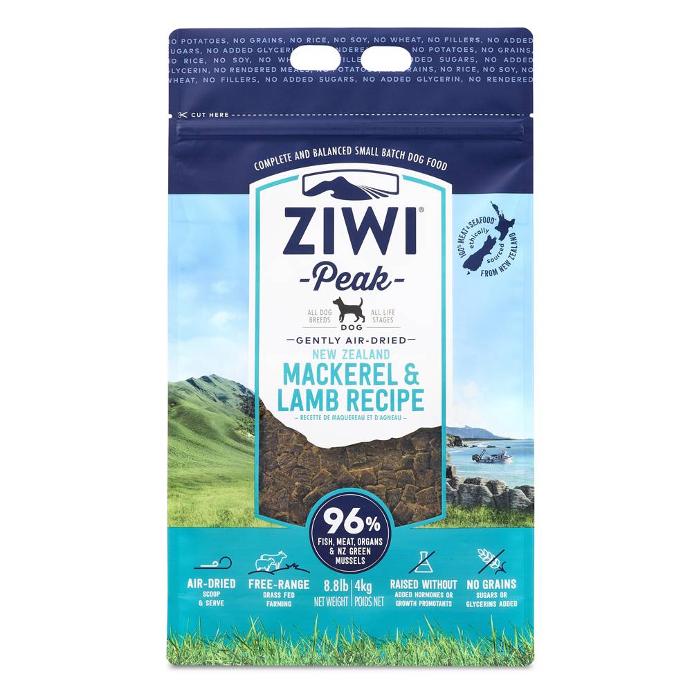 ZiwiPeak Air-Dried Mackerel & Lamb Recipe Dry Dog Food, 8.8 lbs (4 kg)