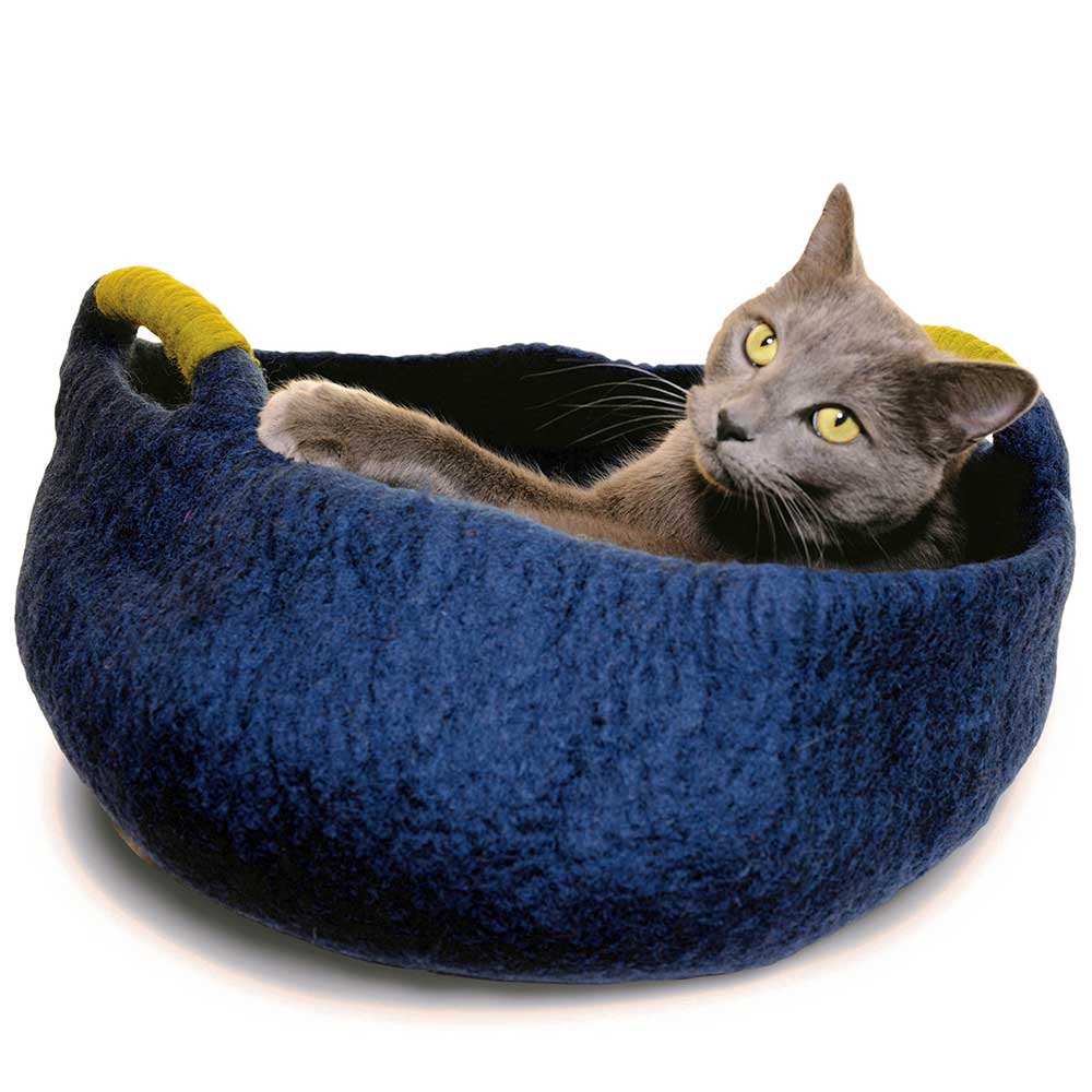 Dharma Dog Karma Cat Handle Basket Navy For Cats & Small Dogs Medium (20 inch)