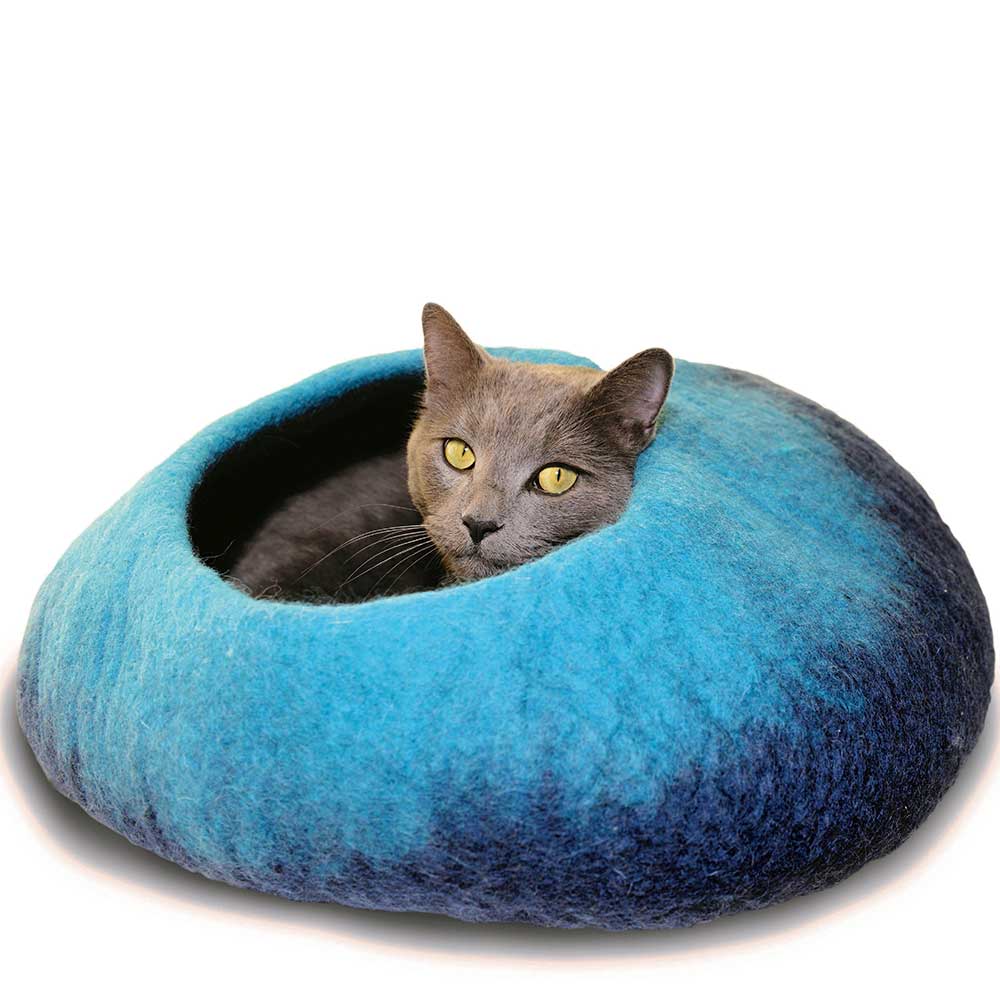 Dharma Dog Karma Cat Navy/Turquoise Ombre Cat Cave