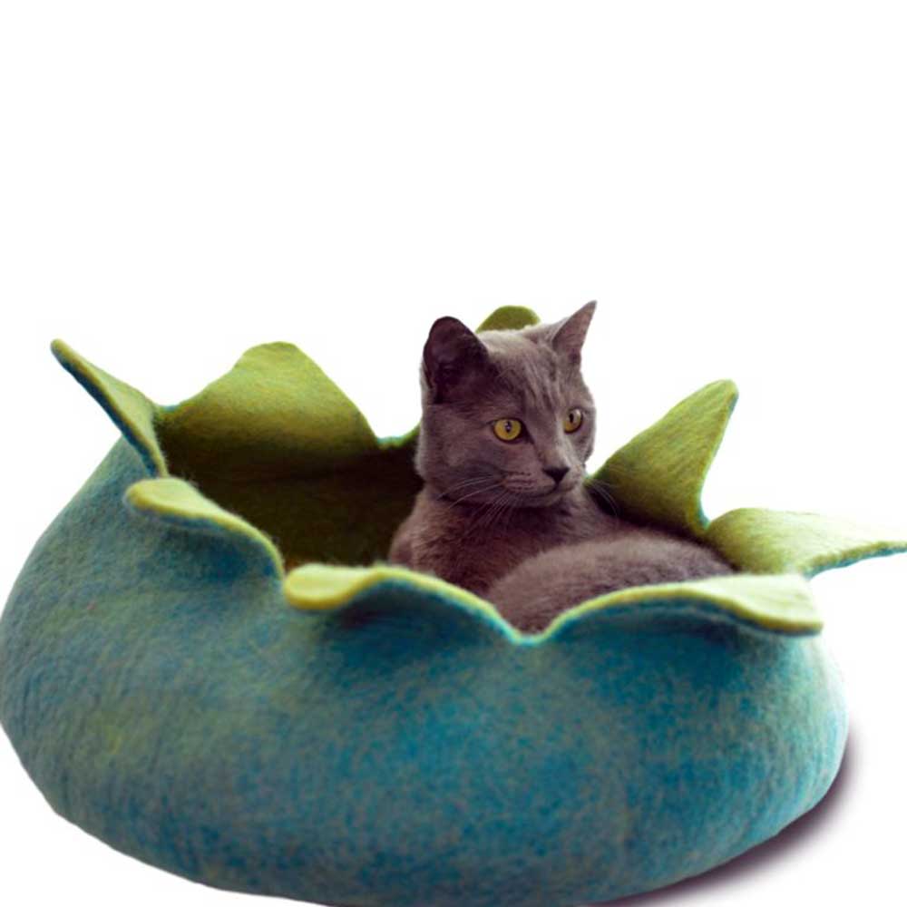 Dharma Dog Karma Cat Petal Basket Aqua For Cats & Small Dogs Medium (20 inch)