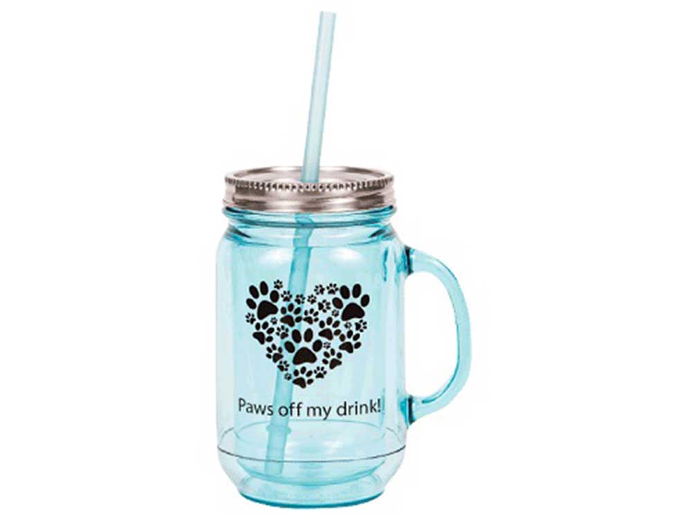 Dog Speak 20OZ Mason Jar Mug - Paws Off My Drink