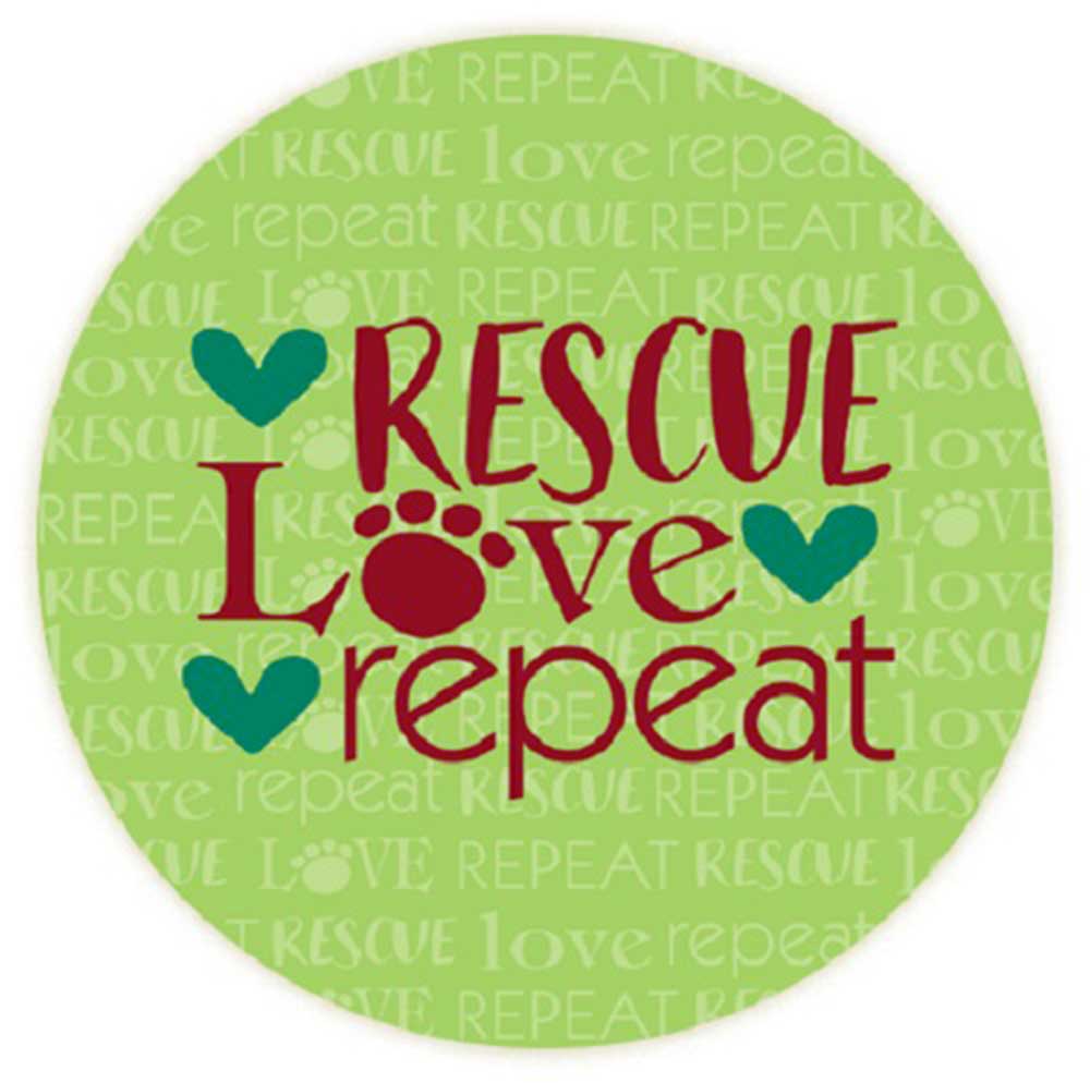 Dog Speak Absorbent Stone Auto Coaster - Rescue Love Repeat