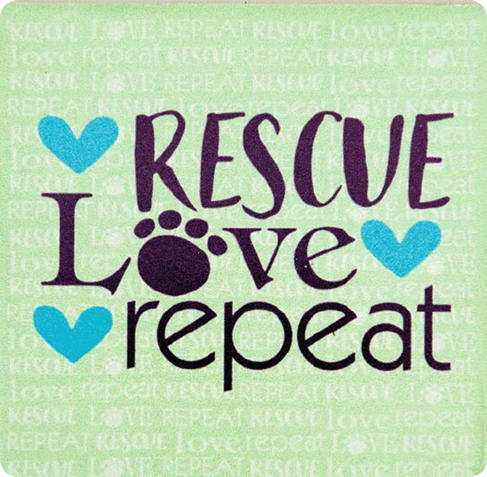 Dog Speak Absorbent Stone Coaster - Rescue Love Repeat