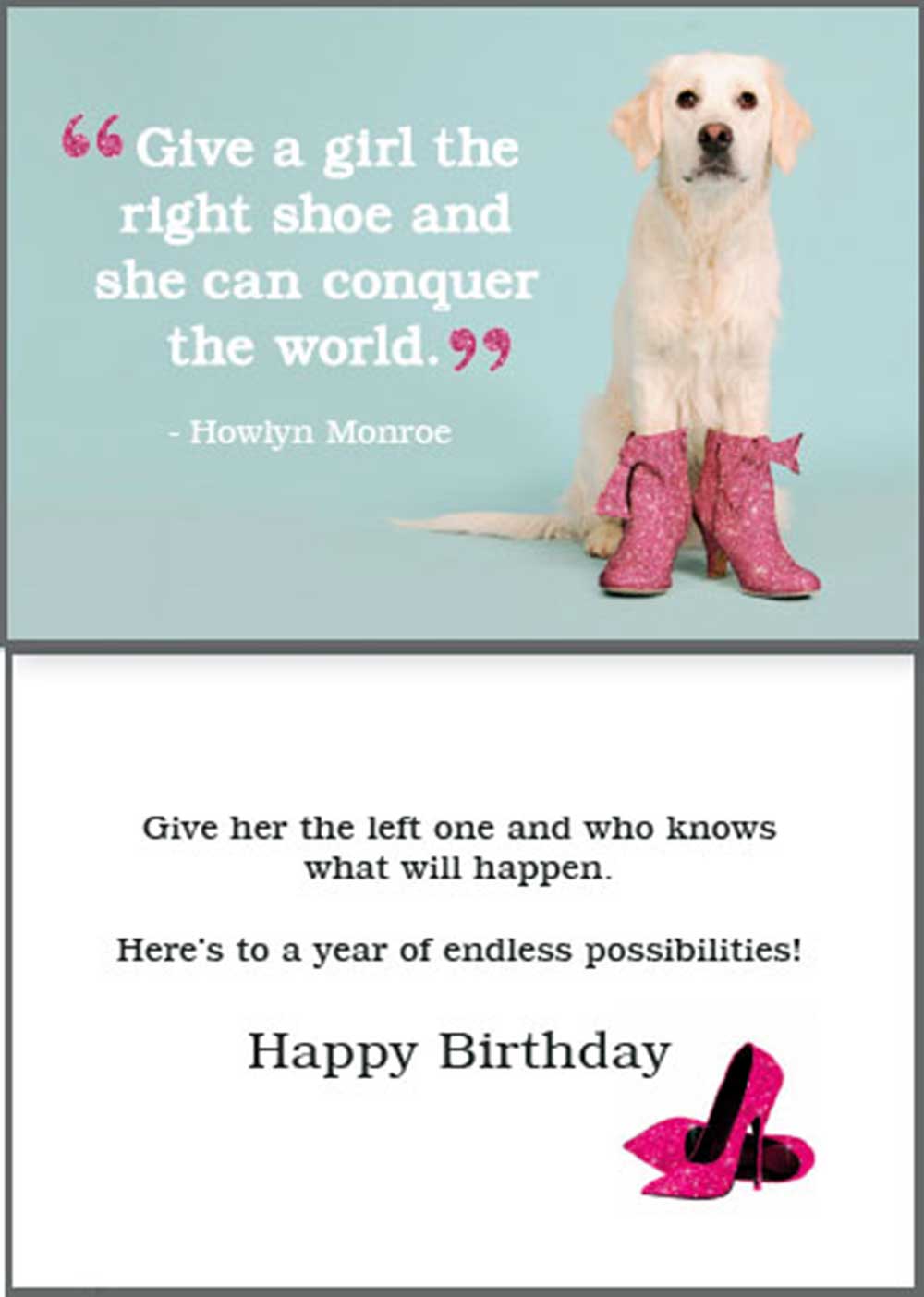 Dog Speak Birthday Card - The Right Shoe