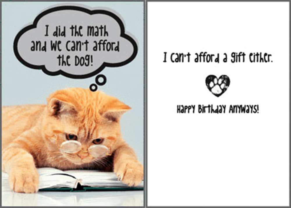 Dog Speak Birthday Card - We Can't Afford The Dog