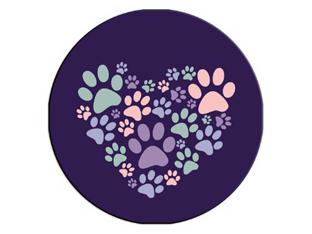 Dog Speak Round Magnet - Heart With Paws