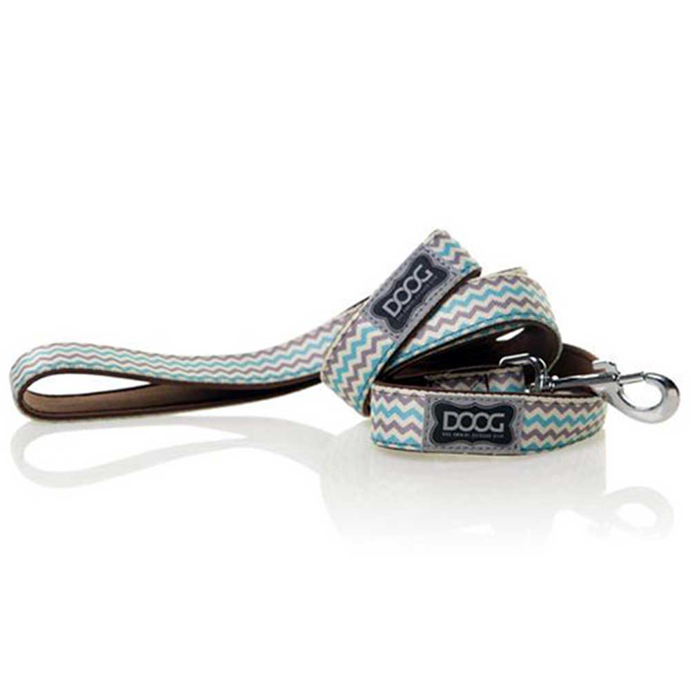 Doog Neoprene Dog Lead, Large (Benji - Brown And Blue Zigzag)