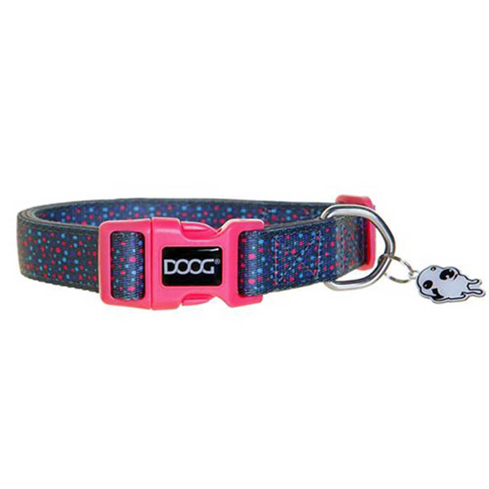 Doog Neoprene Dog Collar, Extra Small (Marley - Grey With Blue/Pink Fleck)