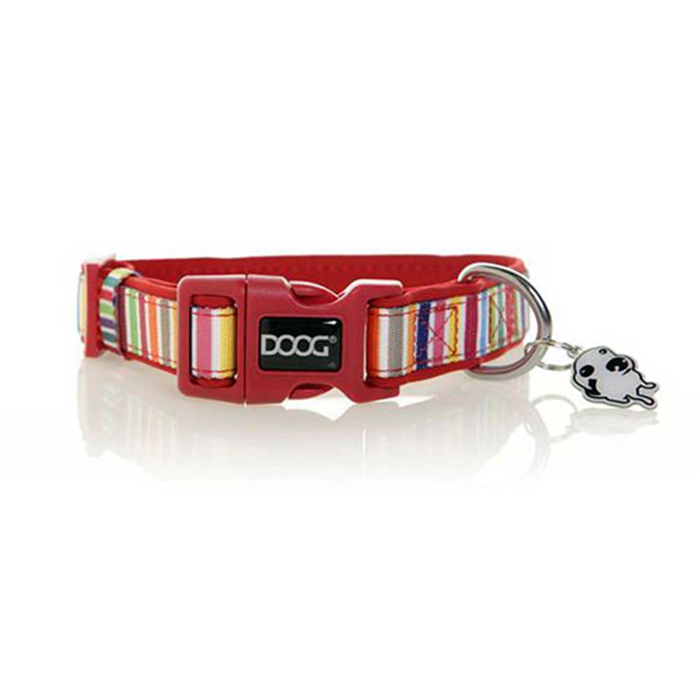 Doog Neoprene Dog Collar, Large (Scooby - Multi Colour Stripped)