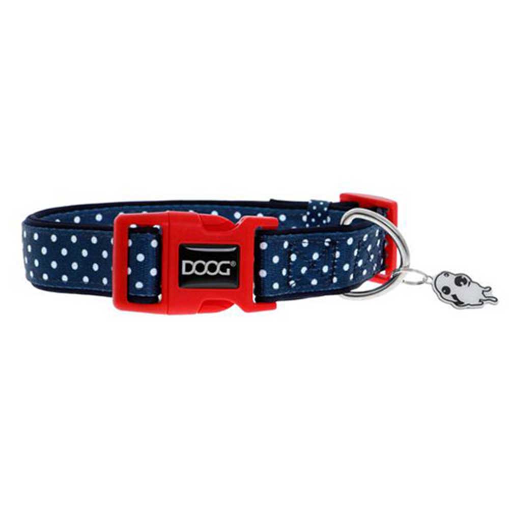 Doog Neoprene Dog Collar, Extra Small (Stella - Navy And White Spots)