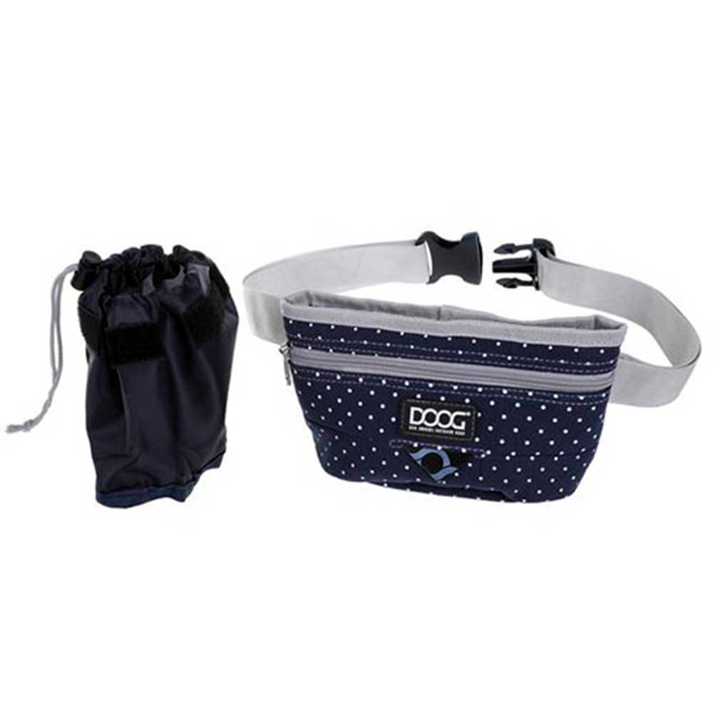 Doog's Good Dog Treat pouch, Navy and White Spot - Polkadot ( Large)