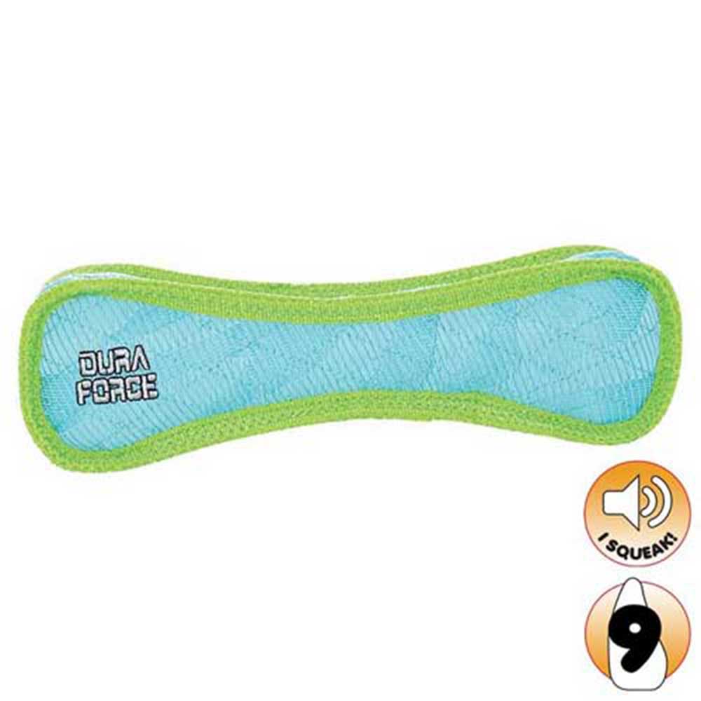 Duraforce Bone Tiger Dog Toy, Blue/Green - 28.5Cm