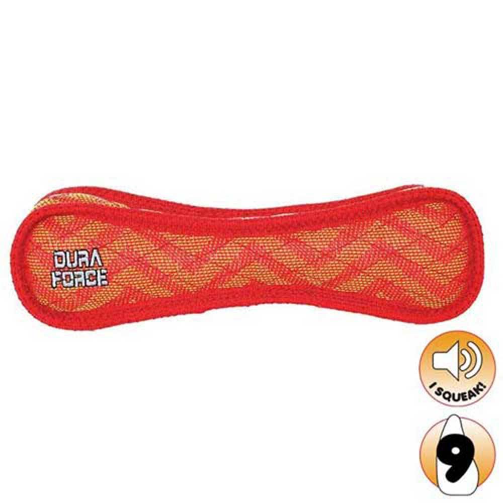 Duraforce Bone Zigzag Dog Toy, Red - 28.5Cm