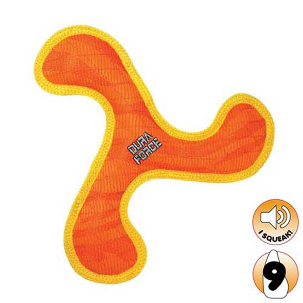 Duraforce Boomerang Tiger Dog Toy, Orange/Yellow - 26Cm