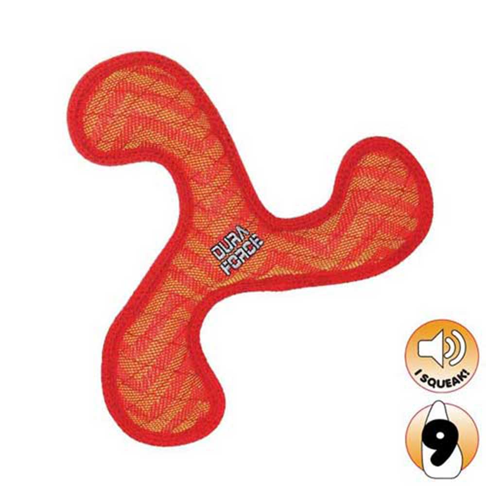 Duraforce Boomerang Zigzag Dog Toy, Red