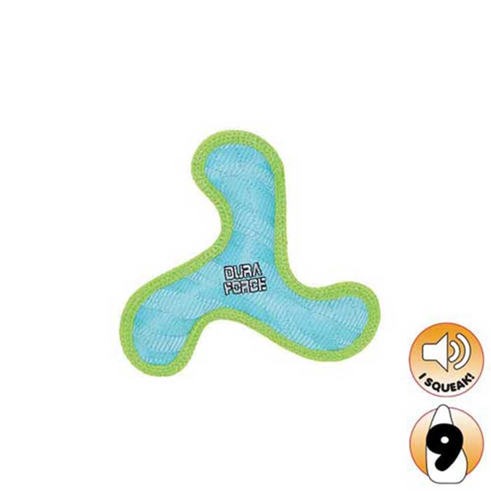 Duraforce Jr'S Boomerang Tiger Dog Toy, Blue/Green - 19Cm