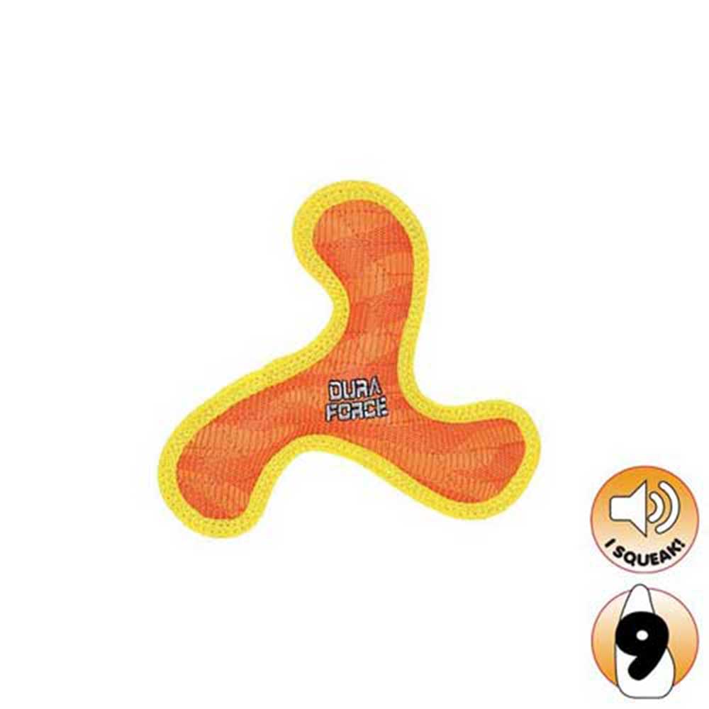 Duraforce Jr'S Boomerang Tiger Dog Toy, Orange/Yellow - 19Cm