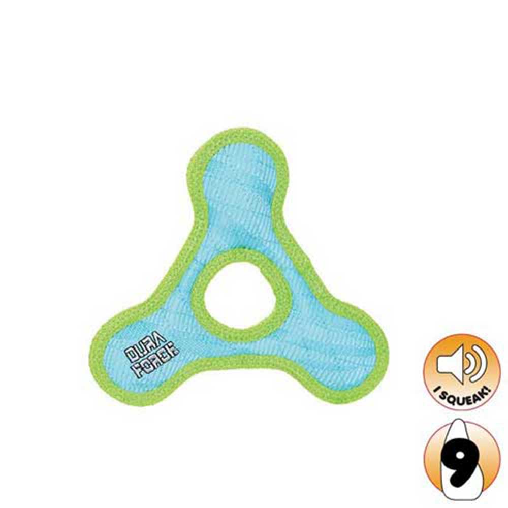 Duraforce Jr'S Triangle Ring Tiger Dog Toy, Blue/Green