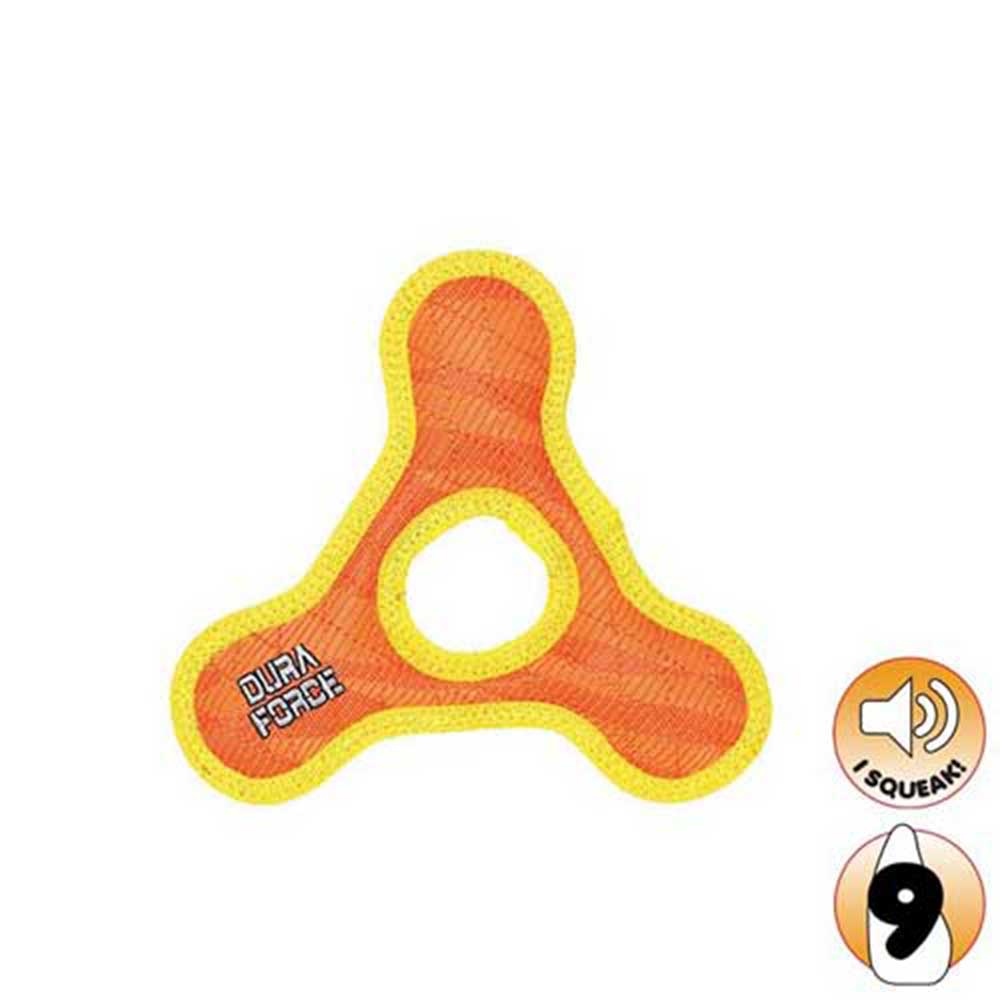 Duraforce Jr'S Triangle Ring Tiger Dog Toy, Orange/Yellow