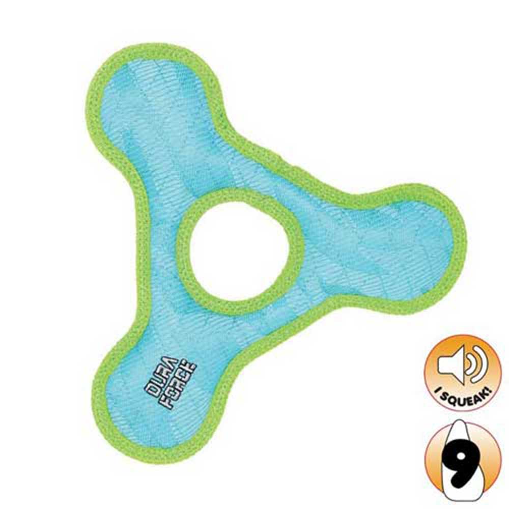 Duraforce Triangle Ring Tiger Dog Toy, Blue/Green - 26Cm